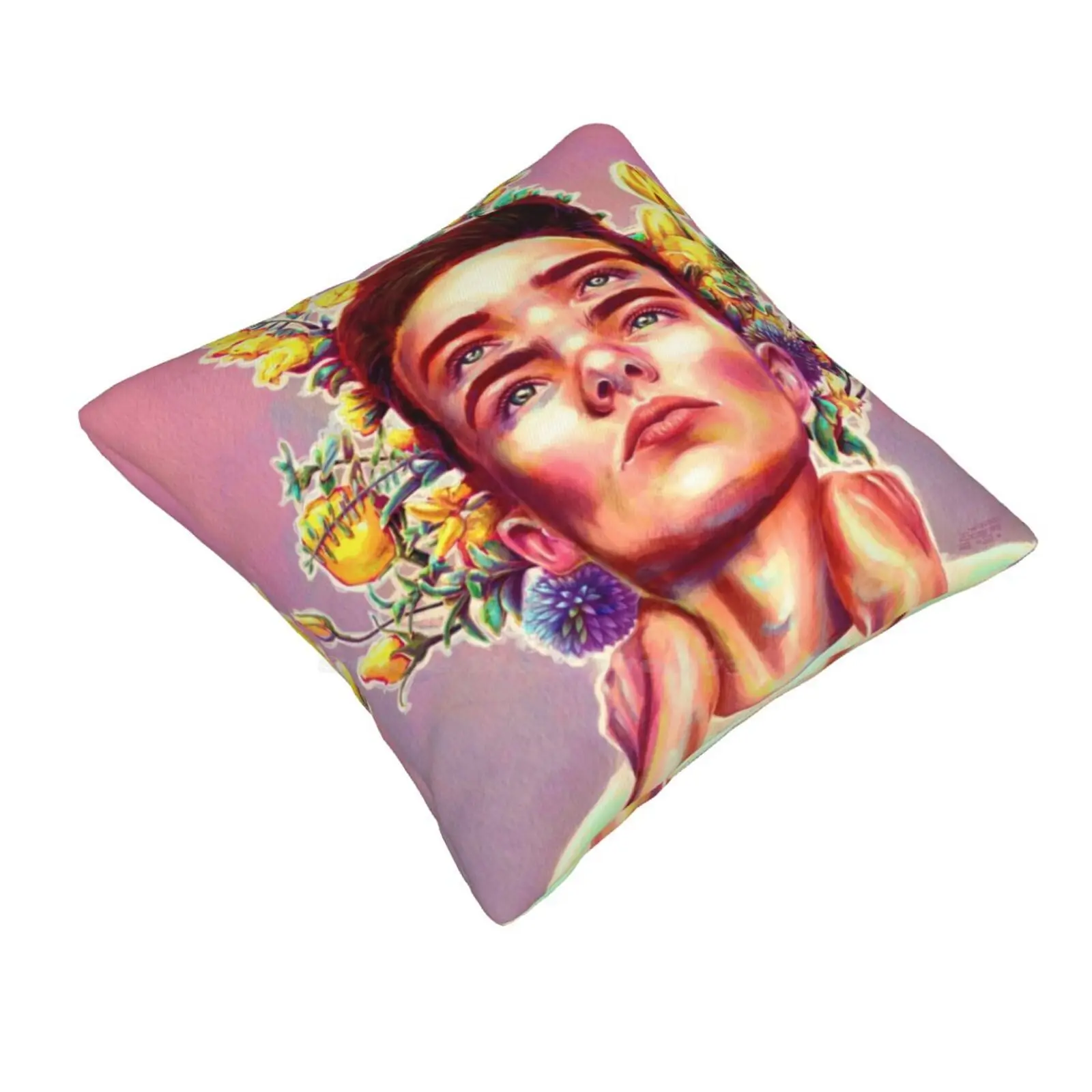 Fours Eyes Floral Home Sofa Car Cushion Cover Pillowcase Four Eyes Pastel Colors Beautiful Guy Yellow Flowers Floral Pastel