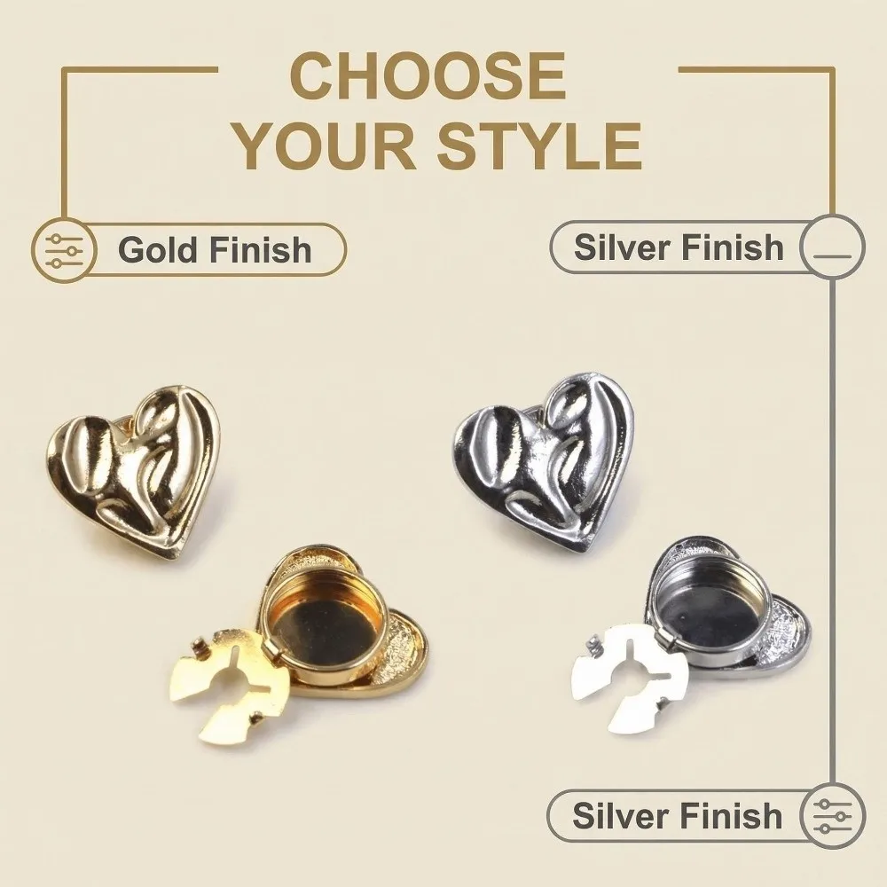 Fashion Irregular Metal Button Covers Shiny No-sewing Brooch Pins Heart-shaped Shirt Decoration Shirt Sleeve