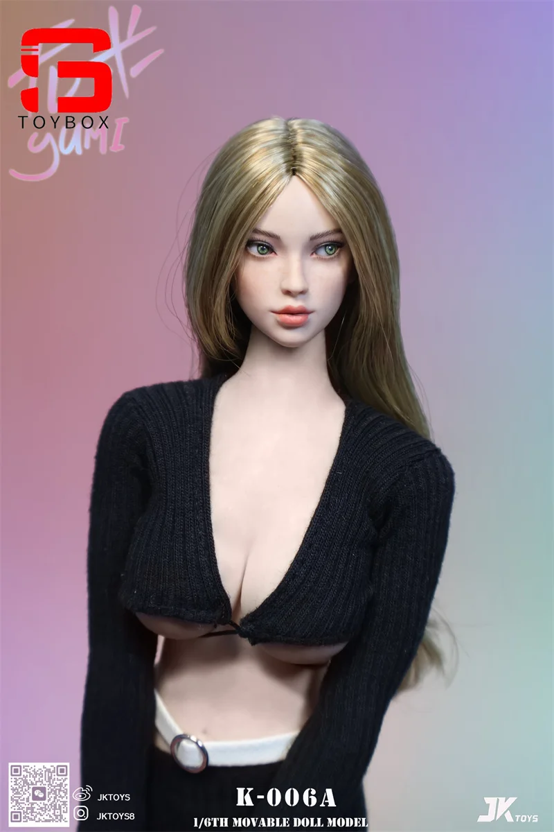 JKTOYS K-006 1/6 스케일 뷰티 유미 움직일 수 있는 눈 헤드 스컬프 조각 모델 12" 여성 군인 액션 피규어 바디에 적합