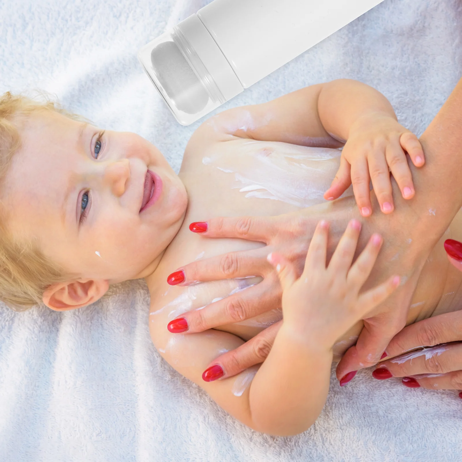 Toallitas húmedas, caja de esponjas en polvo, botella de talco, almacenamiento infantil, soporte portátil para el cuerpo de almidón de maíz, blanco, bebé y niño