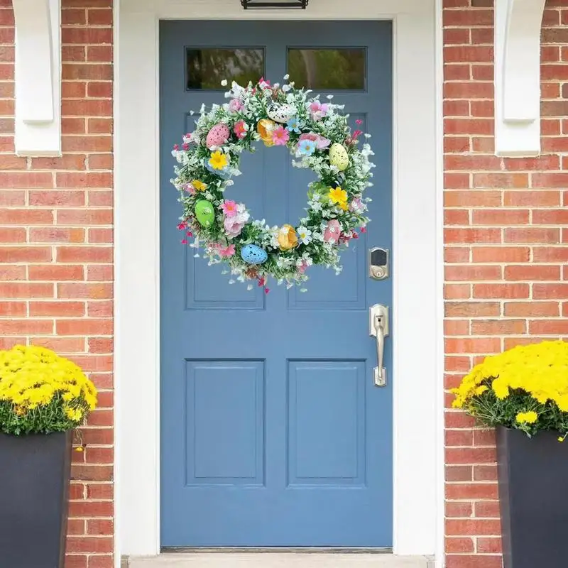 Spring Wreath Artificial Colorful Eggs Front Door Wreath 35cm Front Door Wreath Home Wall Decor Easter Artificial Wreath For