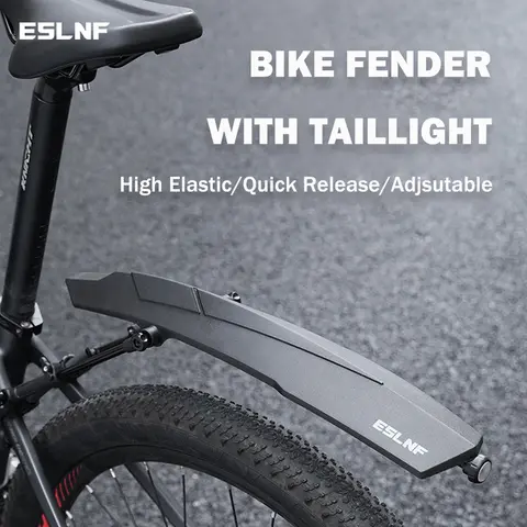 ESLNF Mountain Bike Fender With Taillight Quick Release Two-Section Adjustable Road Bike Mud Baffle Riding Equipment