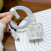 Glitter Butterfly Charger Clear Protector Data Cable Protective Cover For Apple For iPhone 20W 18W Data Cable Protector Sleeve