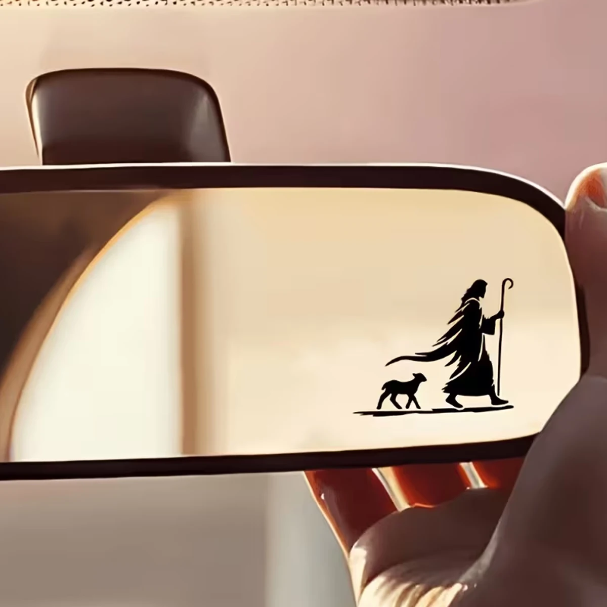 Jesus And the Sheep Faith Car Sticker Decal Self-Adhesive Durable Vinyl Bumper Sticker for Rearview Mirror