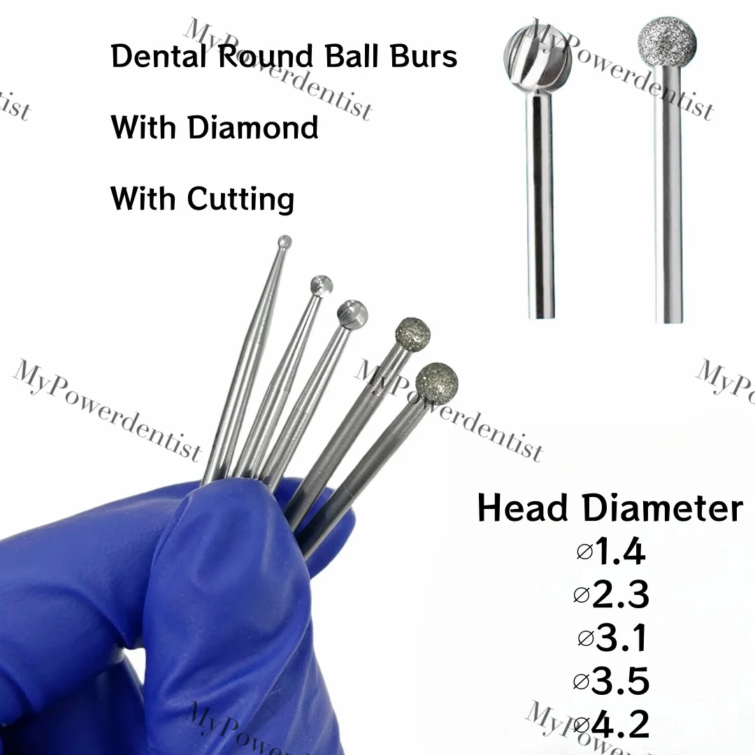 

Dental Round Ball Burs Drill Bone Trimming Cutting Shaping Burr Drill Diamond Drills 5Size