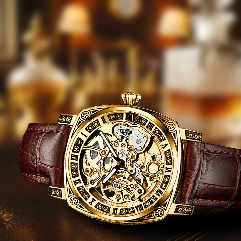 New brand luxury Men\'s mechanical wristwatch Hollowed out high-end business leisure versatile luminous Man mechanical watches