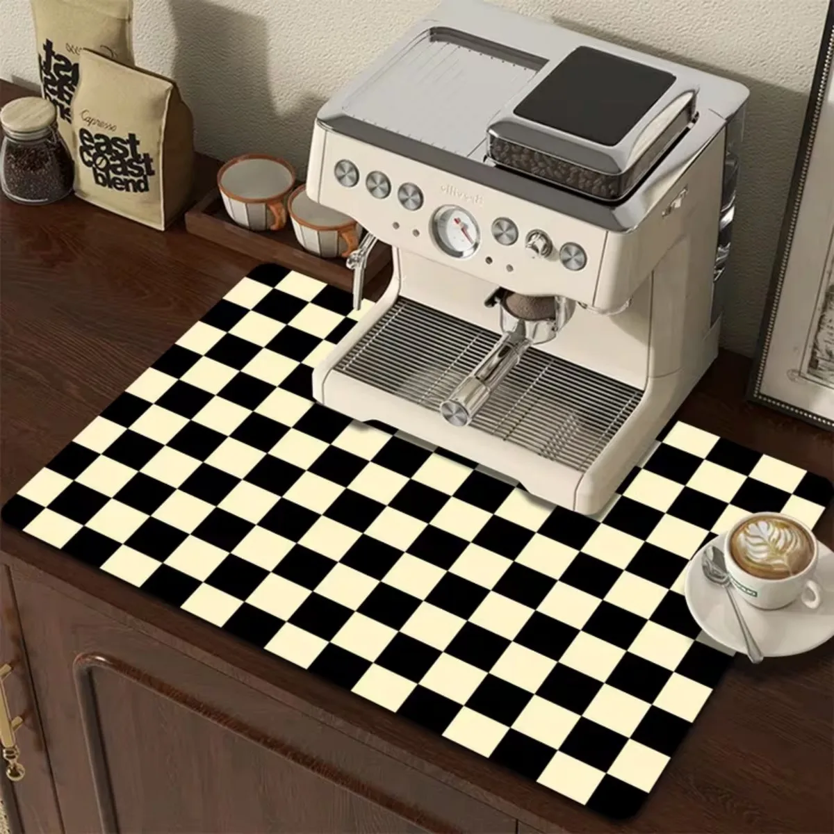 Square Kitchen Drying Mat Rubber Backing Non Slip Water Absorbent Heavy Duty Placemat for Dishes and Tableware