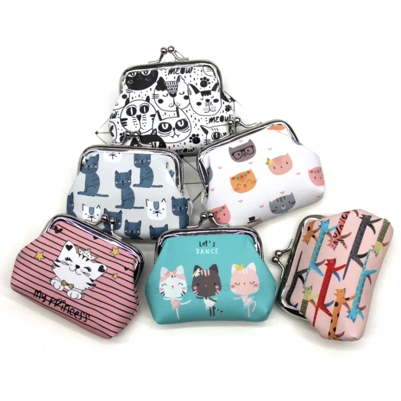 Cute Cartoon Cat Pattern Women Coin Purses Kids Small Clutch Money Bags Female Pouch Purse Mini Wallets Girls Keys Wallets