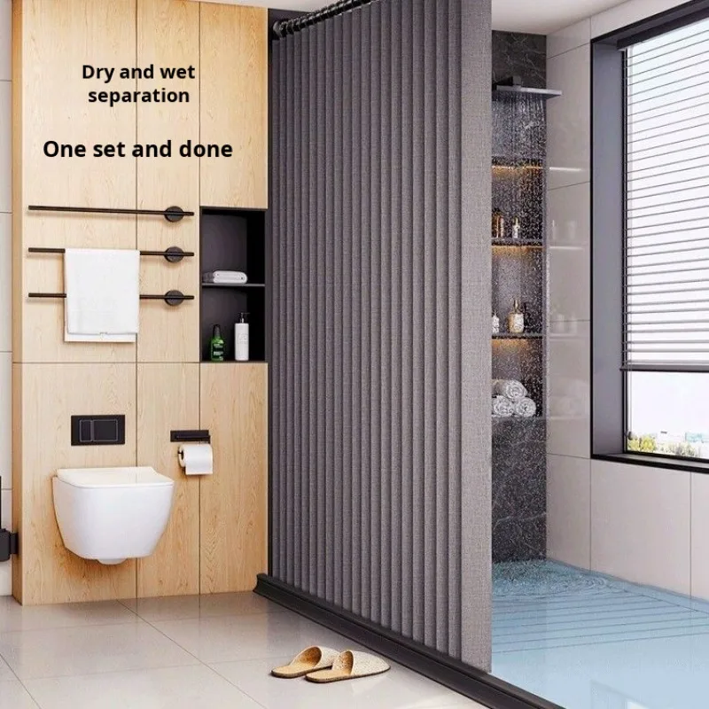 Bathroom shower partition Folding invisible waterproof partition dry and wet separation shower without drilling installation