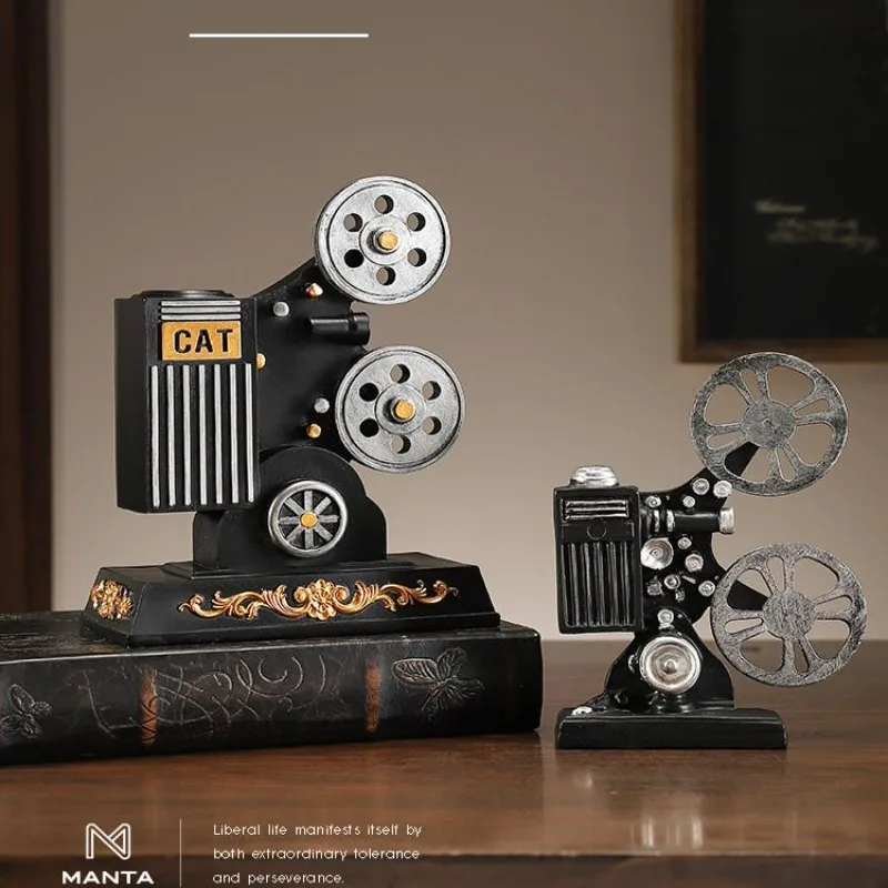 Vintage European Projector Mini Model, Retro Desktop Ornament for Home Decor