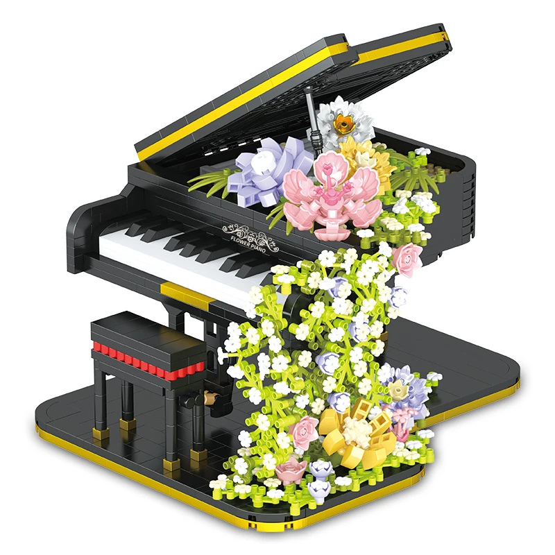 Juguete de bloques de construcción de Micro Piano para niños, ramo de flores de vida eterna, juguete de adorno, decoración romántica, ladrillo creativo, serie de plantas, Juguetes