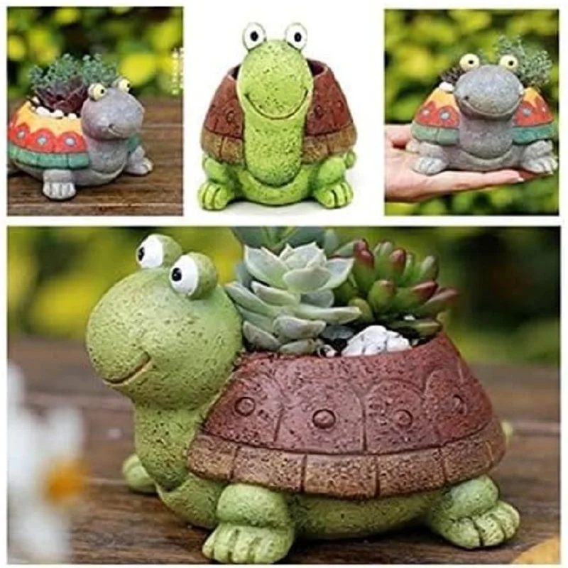 Cute Turtle Planter Succulent Bonsai Cactus Plant Pot Garden Gifts for Girls Flowerpot Home Decor Balcony Desk Mini Plant Holder