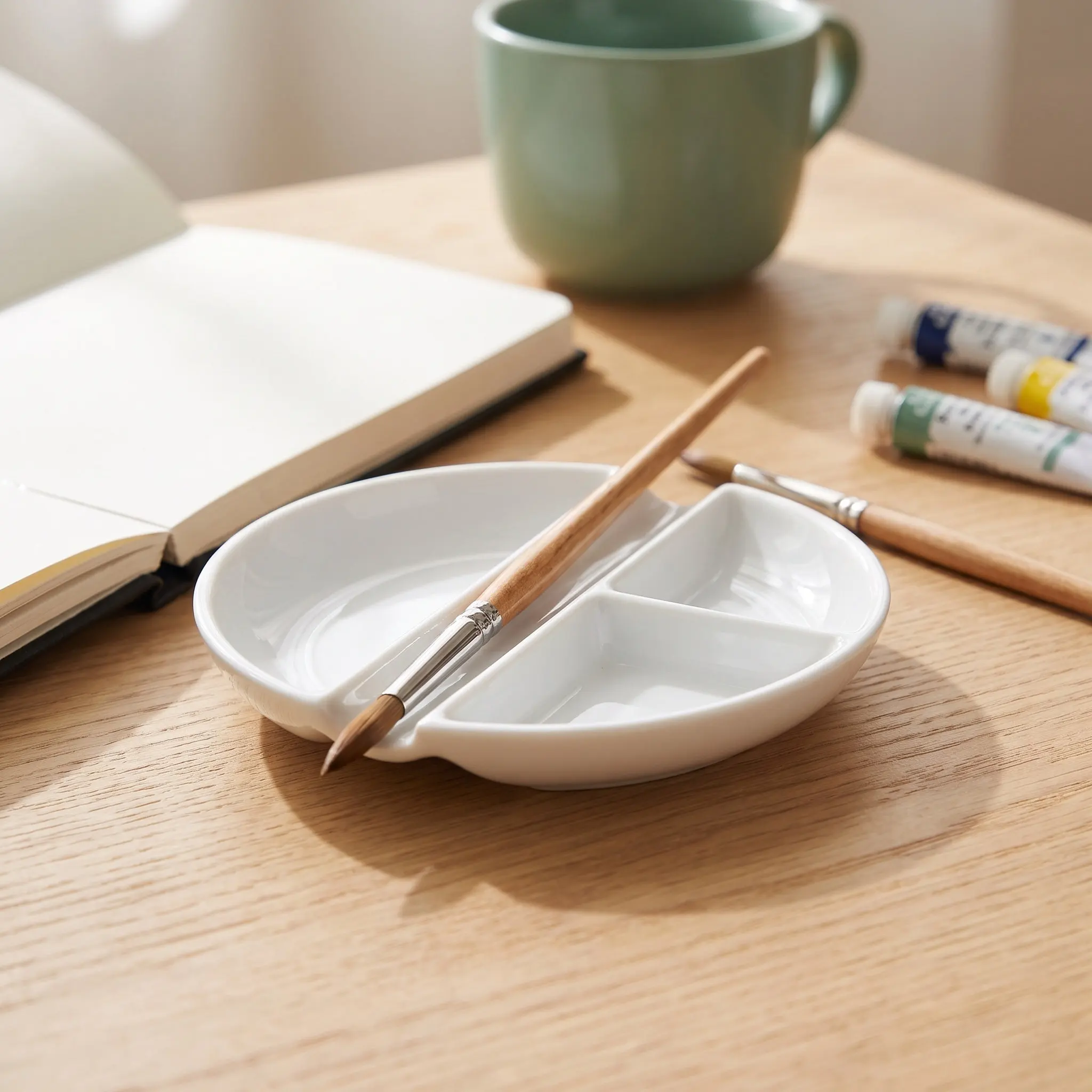3Pcs Sturdy Lightweight Plastic Palette Set Portable Color Mixer Tray for Professional Painters Art Students Easy Clean