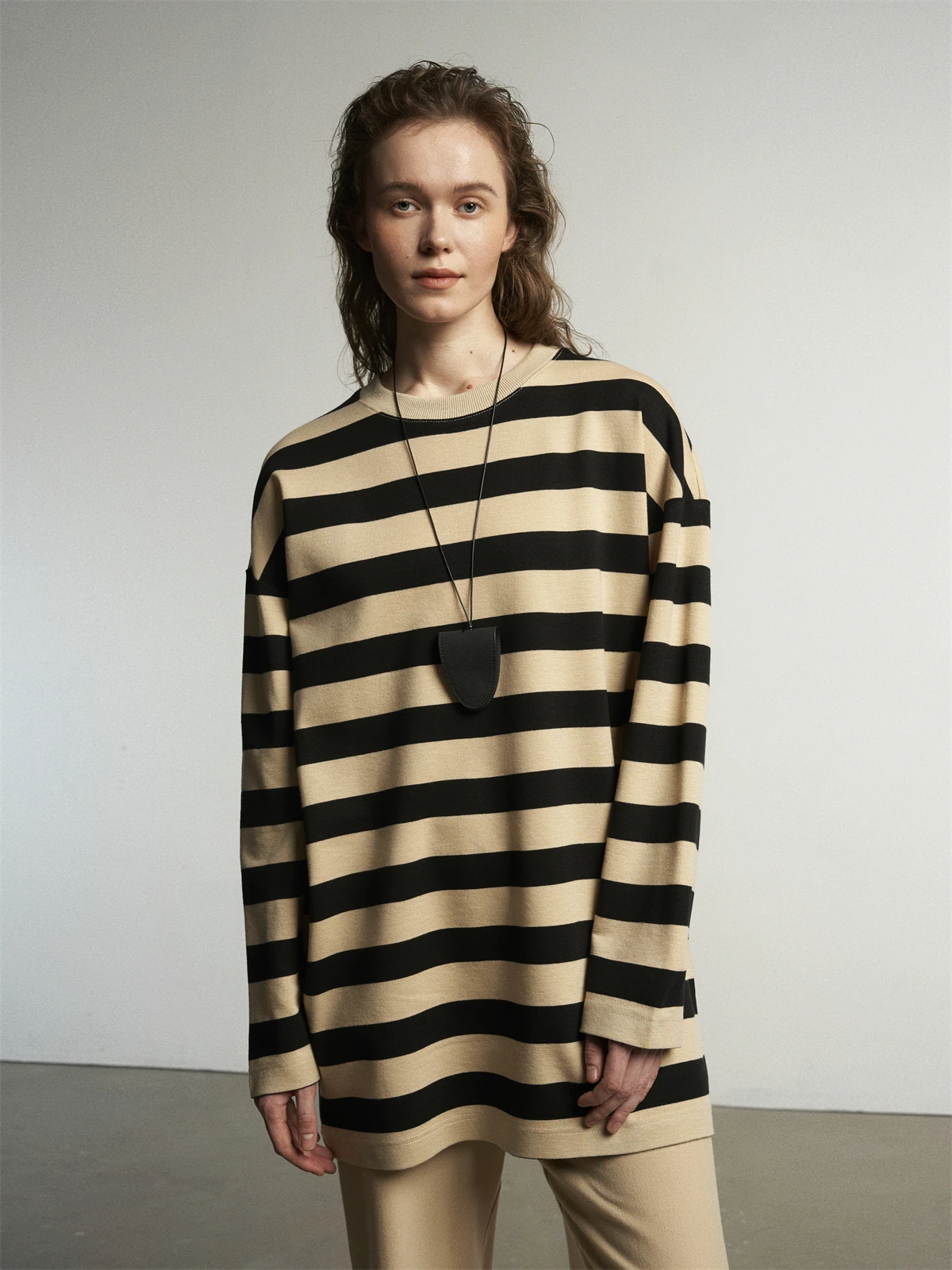 

uop Imported Wool Blend Sweatirt Medium Length Wide Stripe Luxury Brand M Home Faion Casual round Ne Long Sve