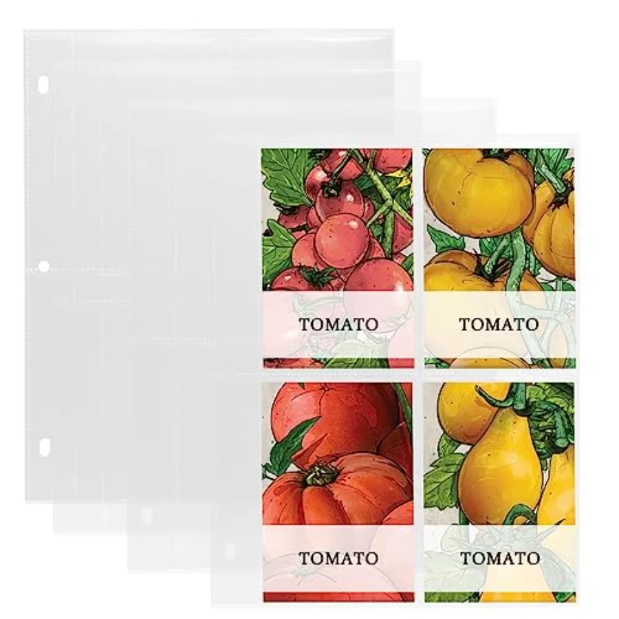

4 Pocket Seed Storage Sleeves 25 Pack Garden Seed Organizer Pages 100 Pockets 3.58 x 5.27 240 Microns Thick HeavyDuty Sheet Pro
