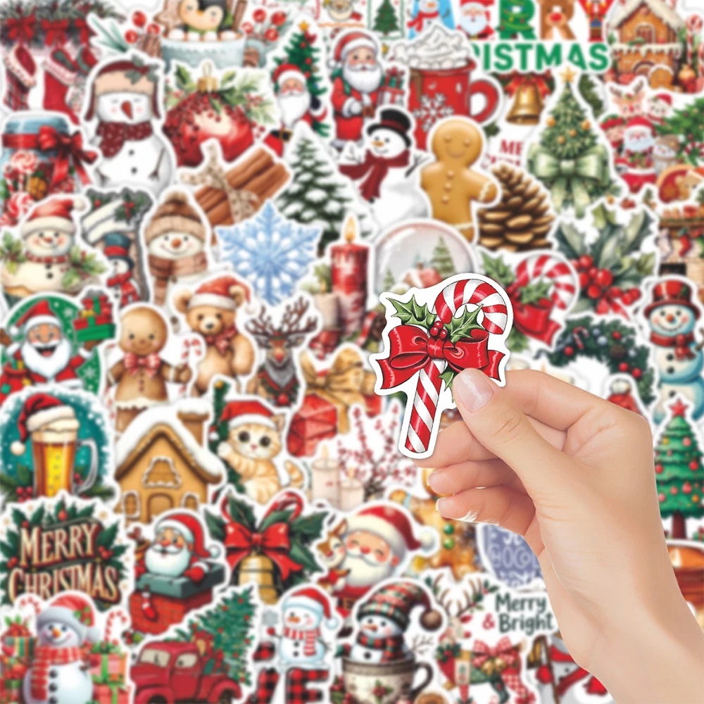 10/30/60pcs Leuke Stijl Kerst Cartoon Stickers Kawaii Kerstman Decals DIY Notebook Koffer Telefoon Vintage graffiti Sticker