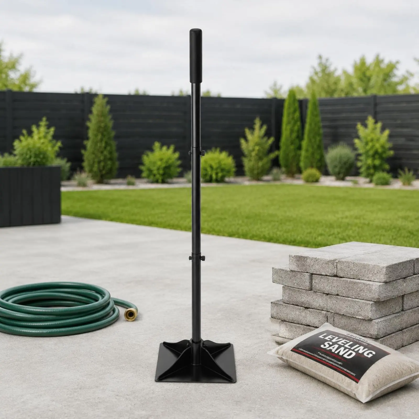 Ground Leveling Tamper Easy to Assemble Steel Tamper Soil Compaction Tool Ergonomic Grip Dirt Leveling Tool Non-Slip Handle