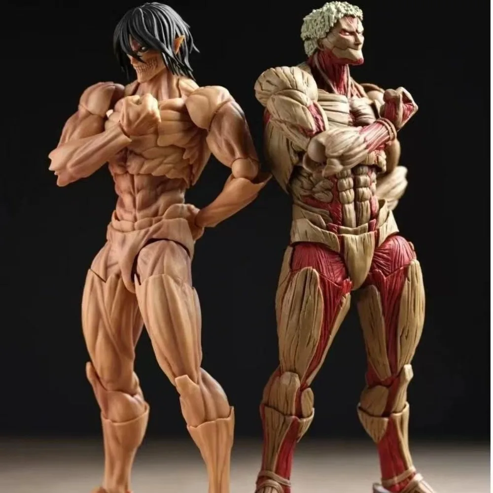 Bandai Attack on Titan Eren Yeager VS Armored Titan Action Figure Amazing Yamaguchi Revoltech Anime Collectible for Fan Toys