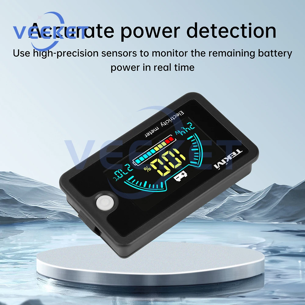 DC 8-100V LCD Digital Battery Capacity Indicator Voltmeter 12V 24V 48V 72V Ternary Lithium Iron Acid Battery with Temperature