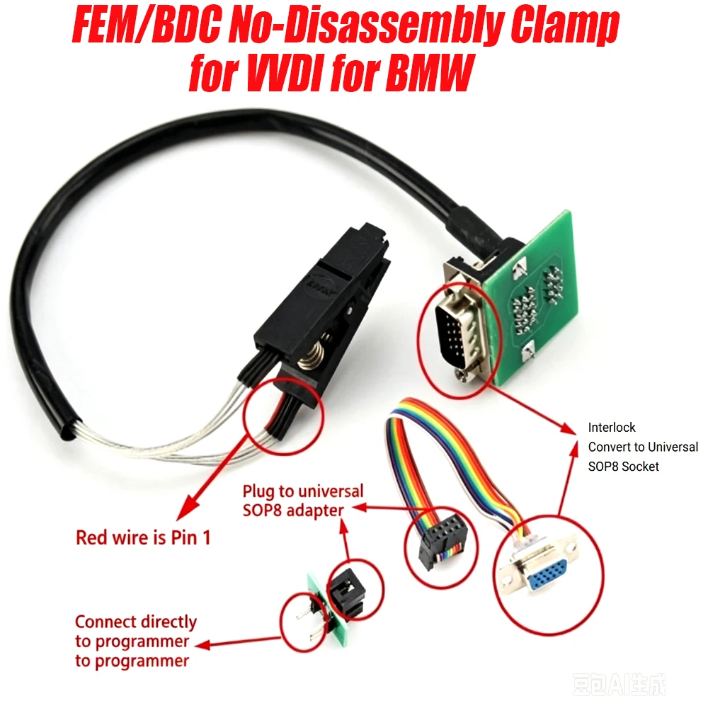 for BMW FEM BDC No‑Soldering Clip Adapter Cable Work for VVDI Key Tool Plus Safe Data Reading No Welding Risk