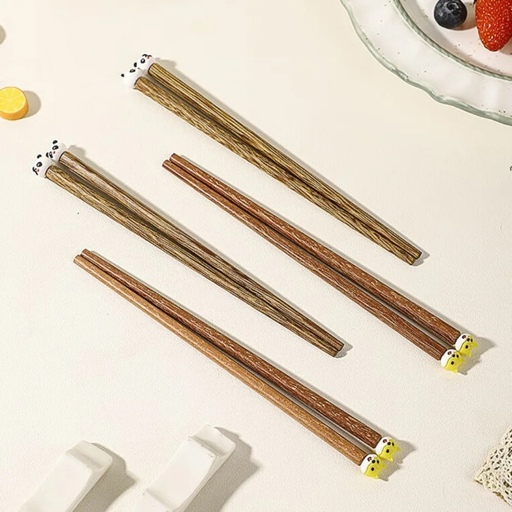 Cute Animals Long Chopstick Elk Bear Panda Anti-slip Hot Pot Use Chopsticks Tableware Wooden Baby Training Chopsticks