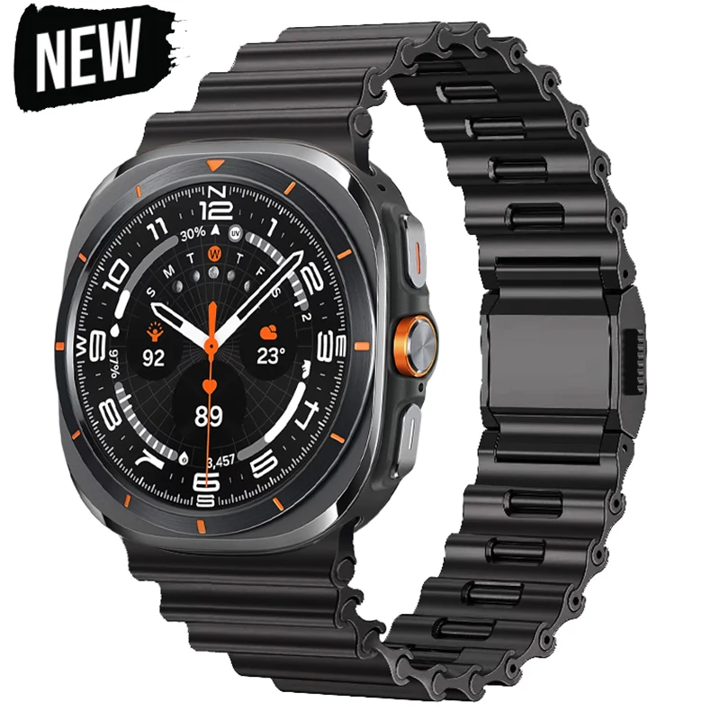

Ремешок из нержавеющей стали для Samsung Galaxy Watch Ultra 47 мм, металлический магнитный браслет для Galaxy Watch8 40 мм, 44 мм, Classic 46 мм