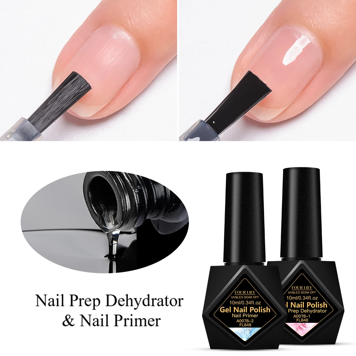 Nail Dehydrator Primer - 2-teiliges Nageldörrgerät-Grundierung, säurefreies Set, keine Notwendigkeit