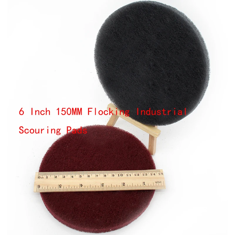 Imagem -02 - Flocagem Industrial Scouring Pads para Banheiro Floor Tub Polimento Cozinha Cleaning Pad 150 mm 10 Pcs