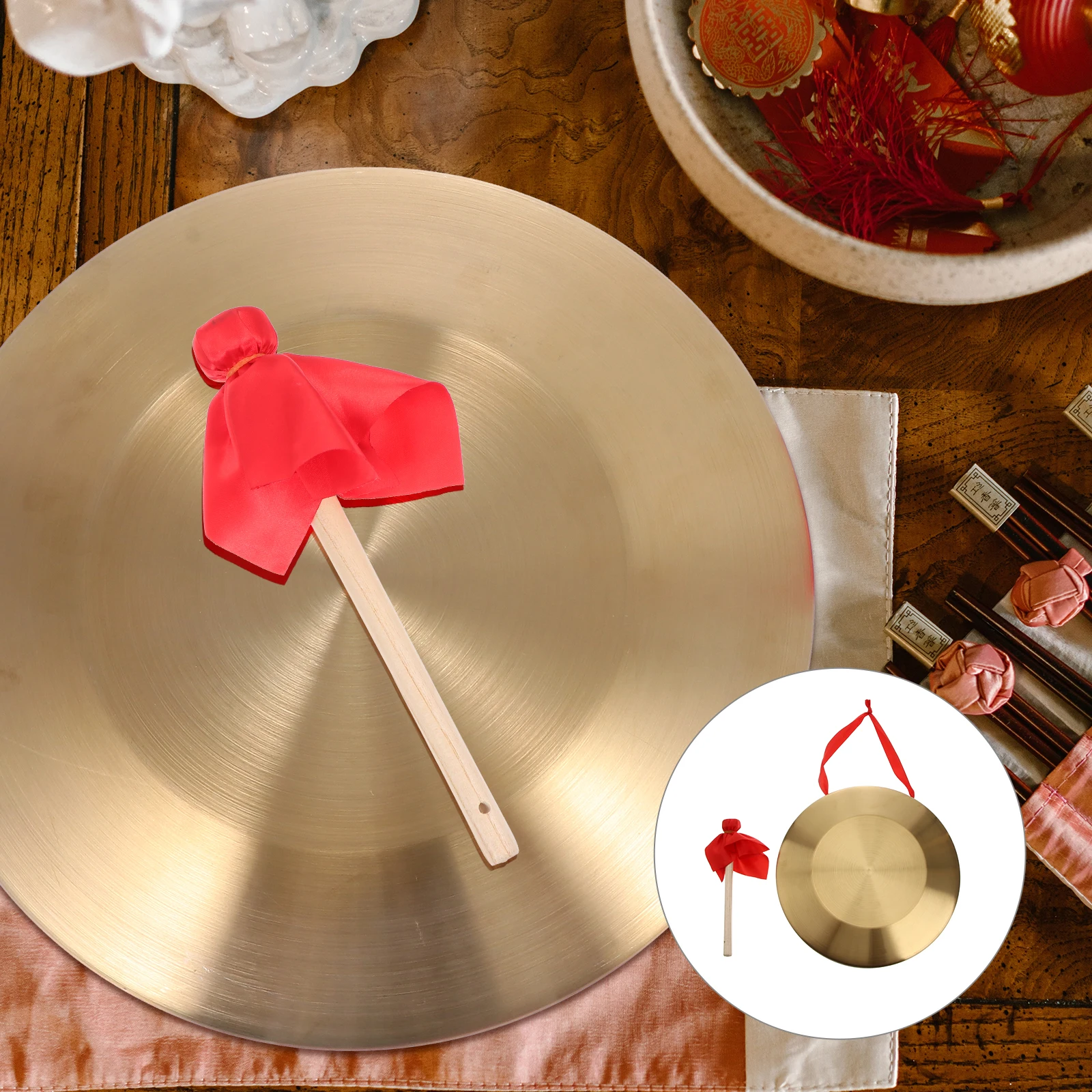

Chinese Gong Percussion Instrument Copper Steel Alloy Sturdy Durable Clear Sound Quality Ergonomic Handle Smooth Surface Lines