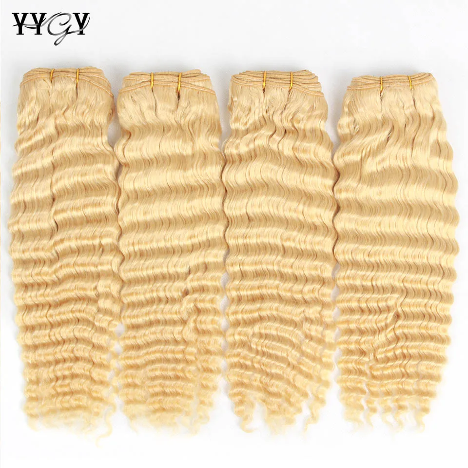 Yygy 10-38 Inch Krullend Menselijk Haar Bundels Braziliaanse Water Diepe Golf Bundels Rauwe Hair Extensions Dubbele Inslag 613 Blond Menselijk Haar