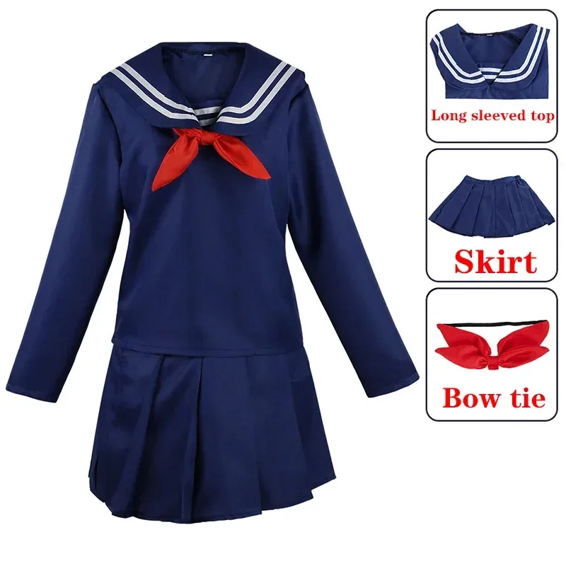 Disfraz de Anime My Hero Academia Himiko Toga, uniforme JK, faldas, suéter, abrigo, ropa de Navidad para Halloween, mujeres y niñas v;6, a'