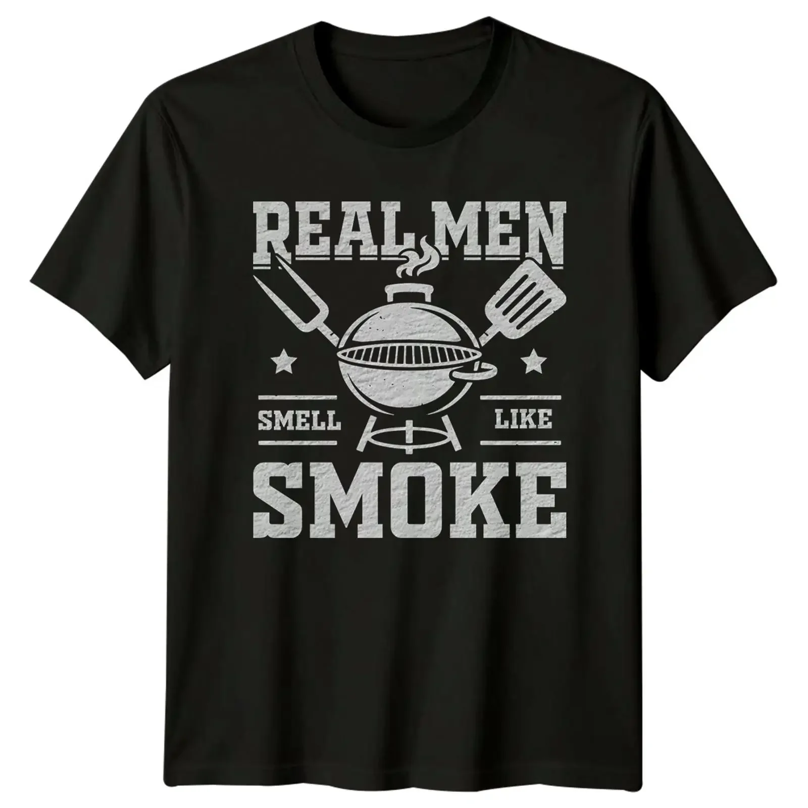 Real Men Smell Like Smoke Mens T Shirt Pitmaster BBQ Fathers Day For Him vintage Washed Soft homme Comfortable Stylish