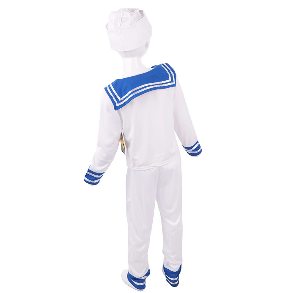 

Children Sailor Suit Costume White Uniform Performance Clothes Set Party Stage Show Cosplay Masquerade Kids Gift Photo Prop