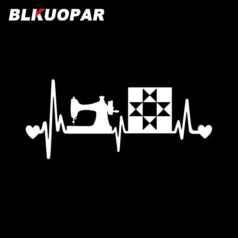 BLKUOPAR Heartbeat Curve Sewing Machine Car Stickers ATV Vinyl Creative Die-cut Waterproof Scratch-Proof Refrigerator Car Goods