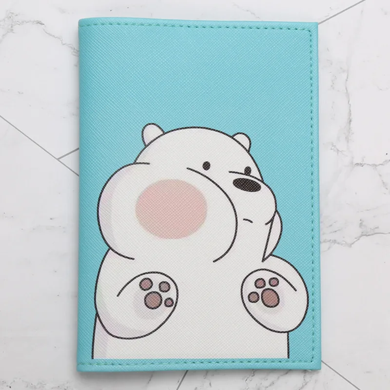 Lovely Bear Cartoons Passport Cover PU Leather Letter Women Men Passport Holder Travel Accessories Case Purse