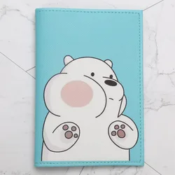 Capa de passaporte em couro PU para homens e mulheres, lindos desenhos animados do urso, porta-cartas, estojo de viagem