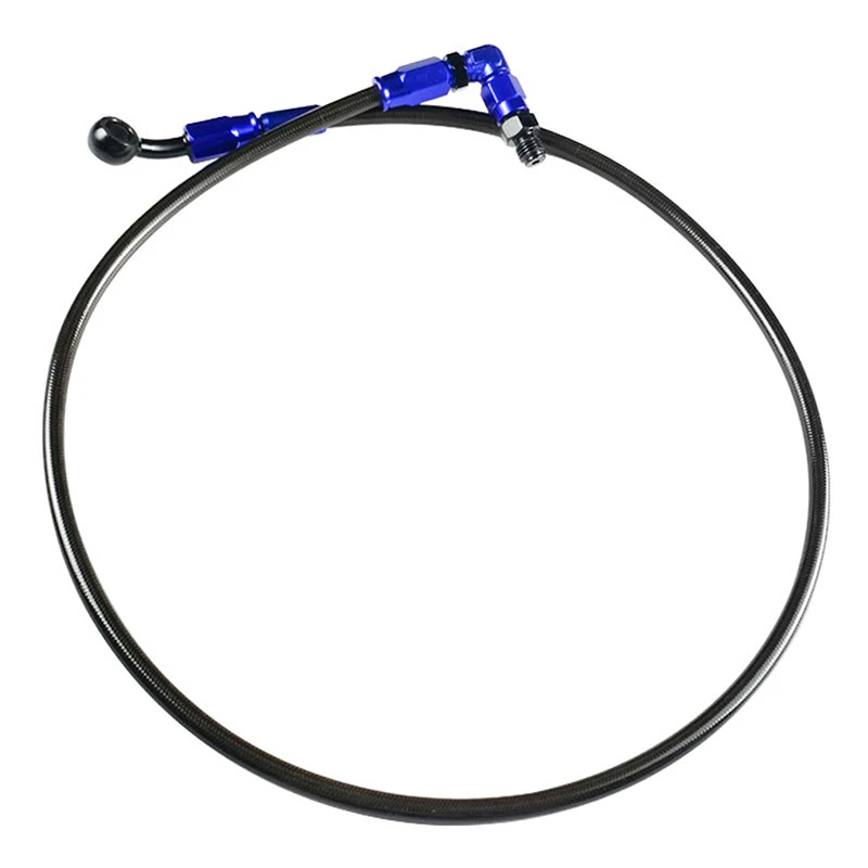 Universal 90cm Motorcycle Brake Clutch Oil Hose Line Pipe Blue Hydraulic Reinforced Stainless Steel Braided Hose