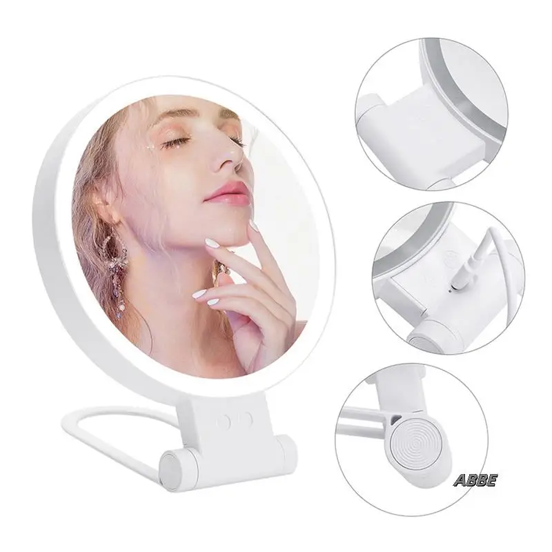 

2Pcs 10X Magnifying Makeup Mirror With Lights And Magnification,3 Colors Desktop LED Mirror And Vanity Mirror For Travel