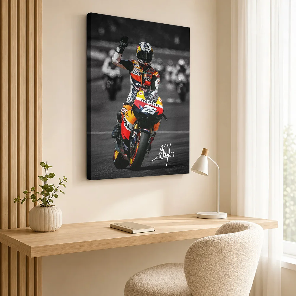Dani Pedrosa MotoGP Racer Victory Canvas Print Poster Bold Style Wall Art With Personalized Photo For Games Room Ideal Fan Gift