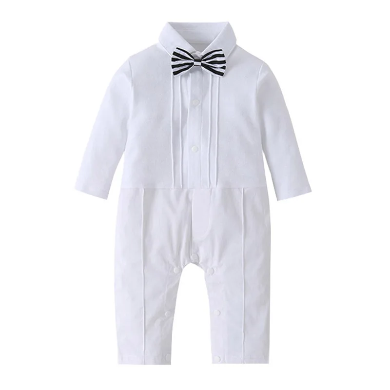 Baby Clothes Boy White Black Christening Suits Infant Winter England Jumpsuit+Coat Tuxedo Gentleman Clothes Sets for Toddler Boy