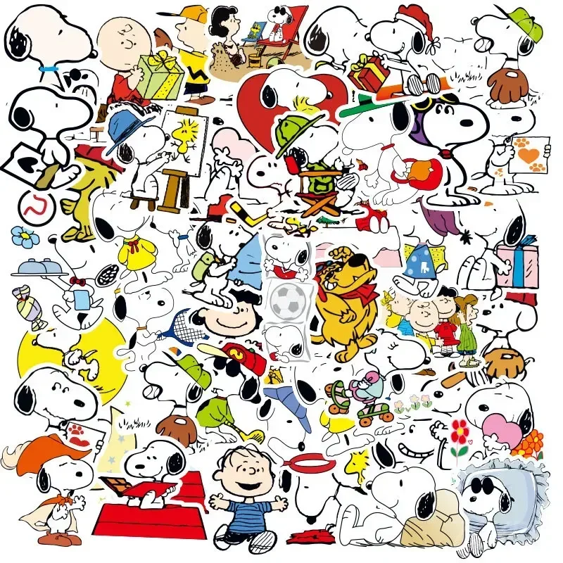 50/100pcs Snoopy Charlie Brown PVC impermeabile Cartoon Sticker Cute Animation bagaglio per bambini Notebook decalcomanie decorazione giocattolo