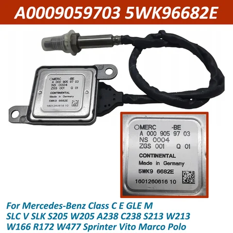A0009059703 5WK96682E 질소 산화물(NOx) 센서 (메르세데스-벤츠 C 클래스, E 클래스, GLE, M 클래스, SLC, V 클래스, SLK, W164, W166, W205, W212 스프린터, 비토 용)