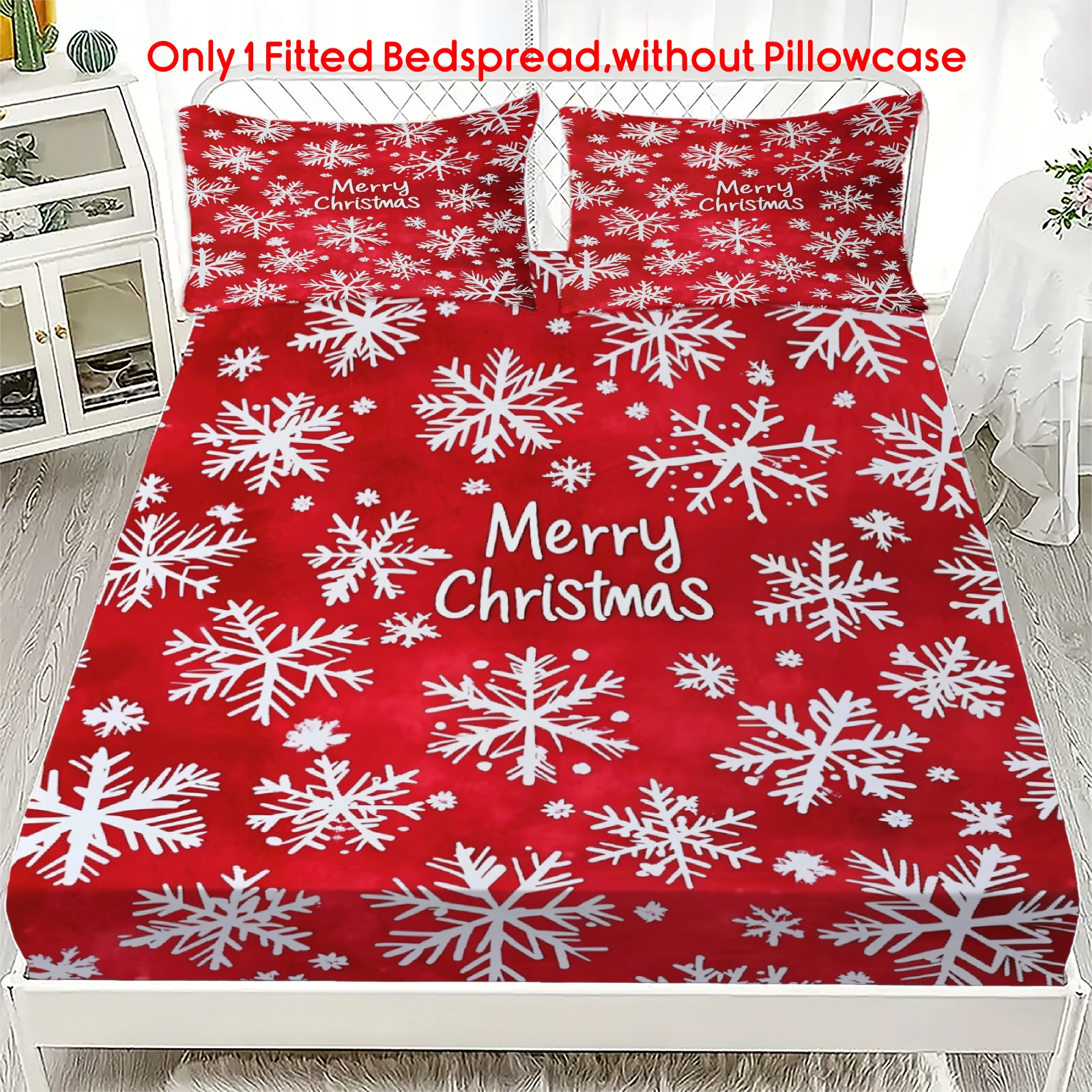 Fitted Bed Sheets Deep Pocket - 1 Adet Noel Temalı Yatak Örtüsü,