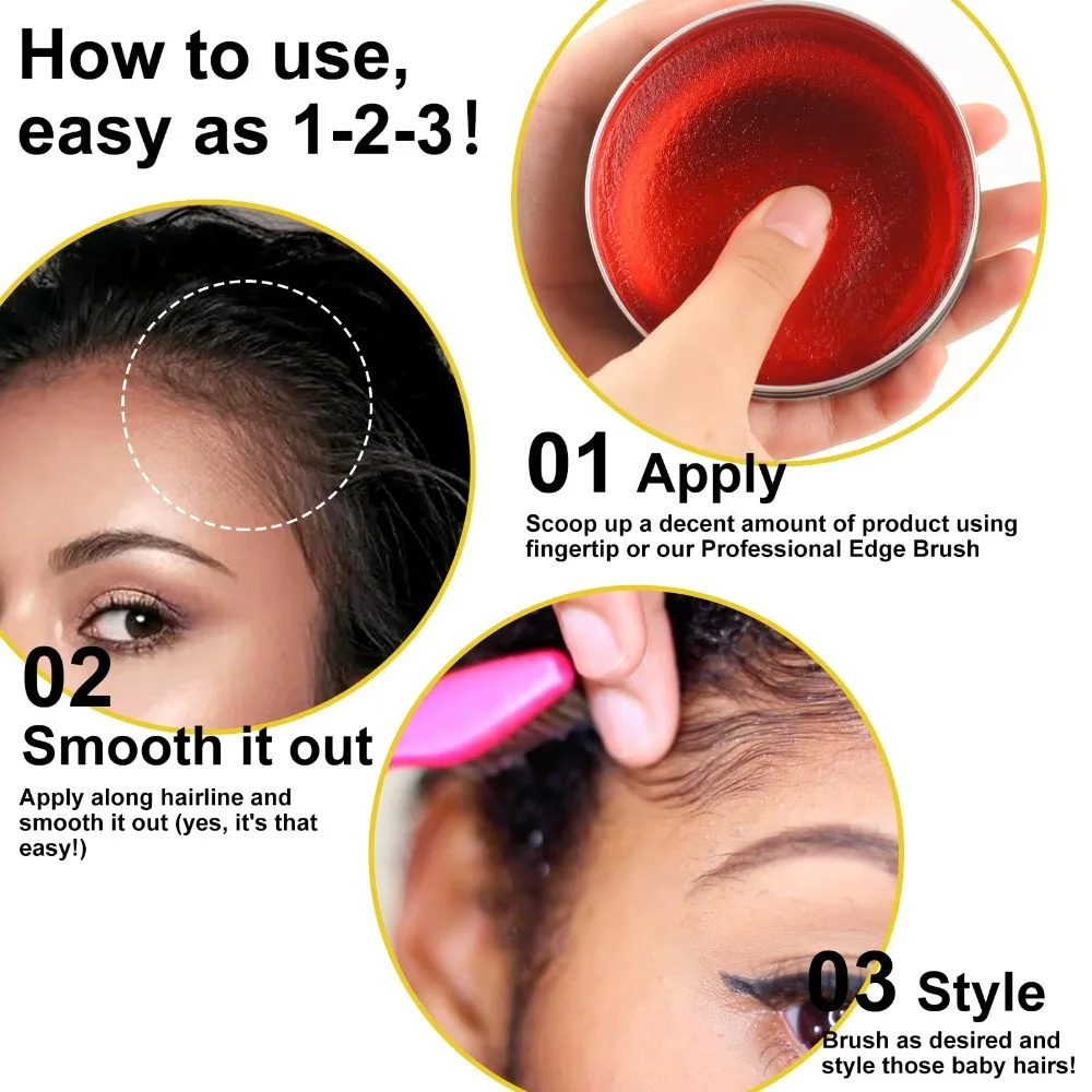 Thick Edges Edge Control Hair Gel Slick Stick Hair Non-Greasy Lace Wig Gel Anti-frizz Strong Hold Hair Stylish Tools