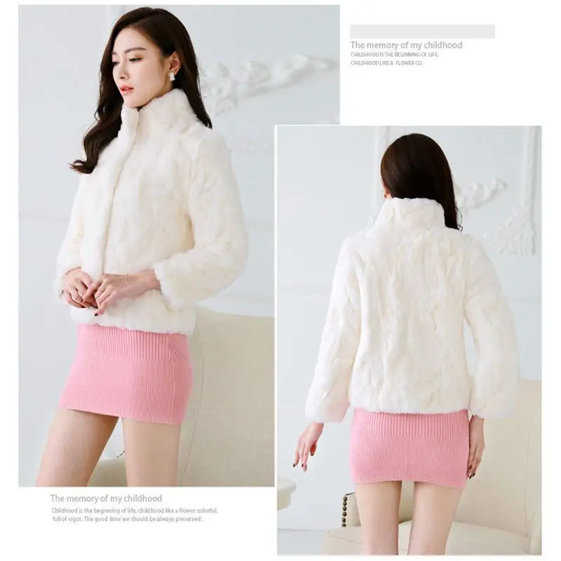 معطف فرو حقيقي جديد للنساء سترة شتوية على شكل أرنب طبيعي من الجلد والفراء ملابس نسائية طويلة ملابس خارجية نسائية مع 2025 Wh102 #4