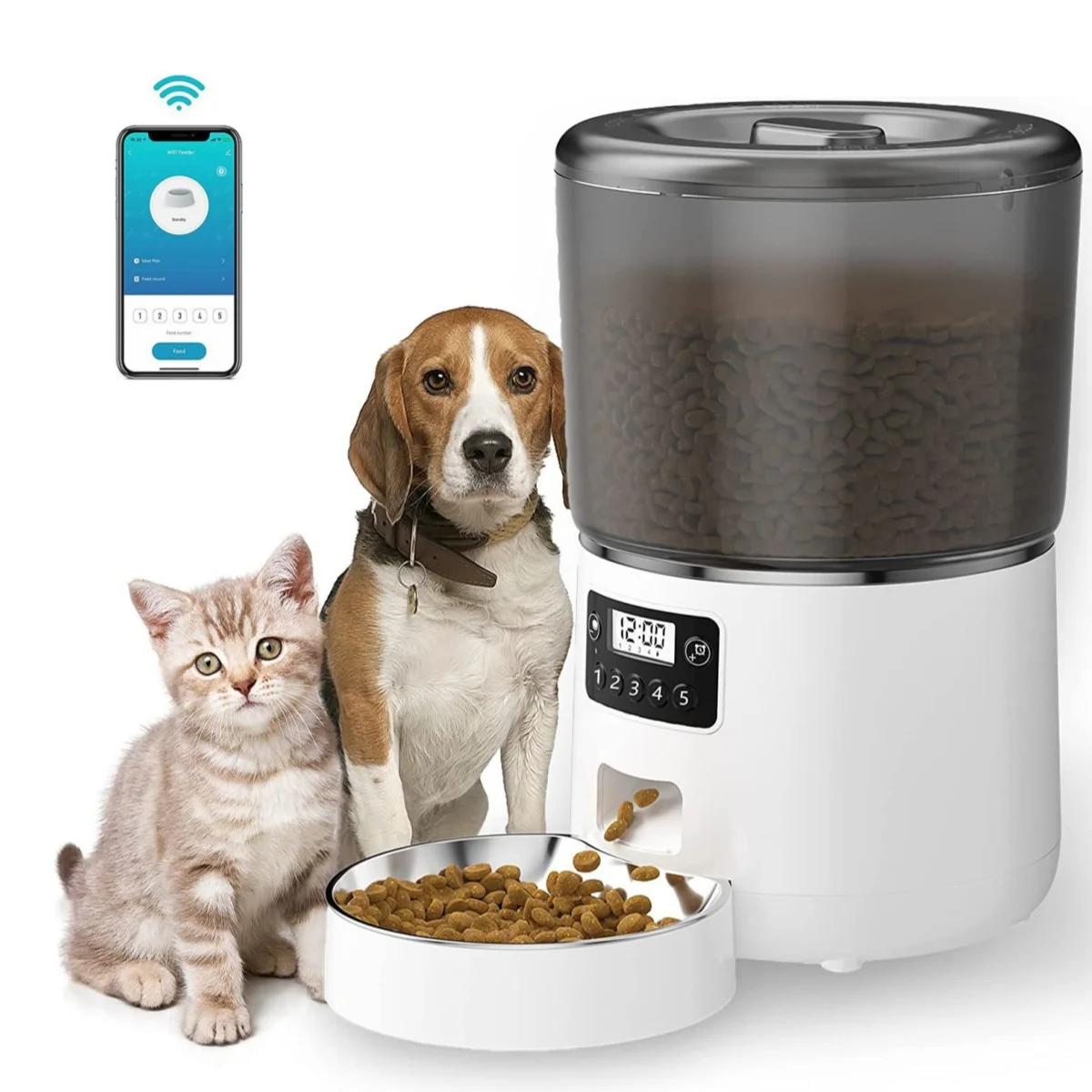 

4L Automatic Remote Pet Food Storage Dispenser Feeder