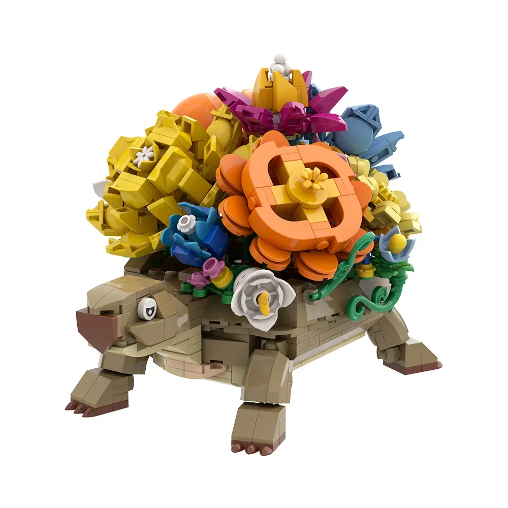 

MOC Turtle Flower Pot Building Blocks Model Turtle Flower Pot Desktop Pot Plant Bricks Assembly Toys Kids DIY Birthday Gifts