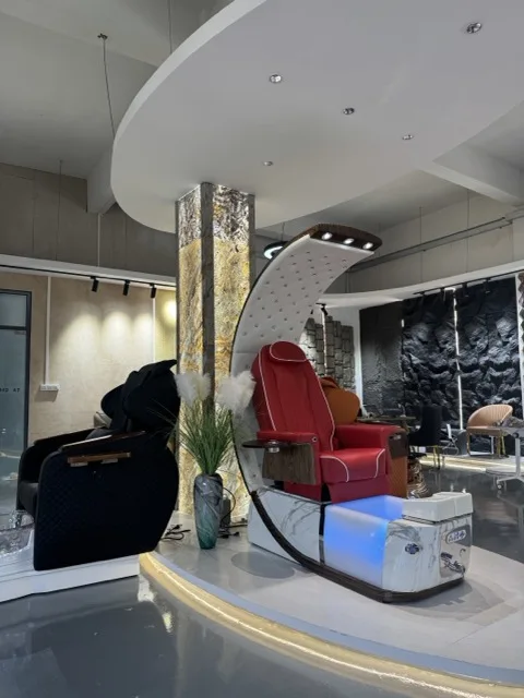 Luxury Spa Pedicure Chair Automatic Pipeless Drainage Reclining Adjustable Seat Foot Massage (Rolling/Kneading/Vibration) LED