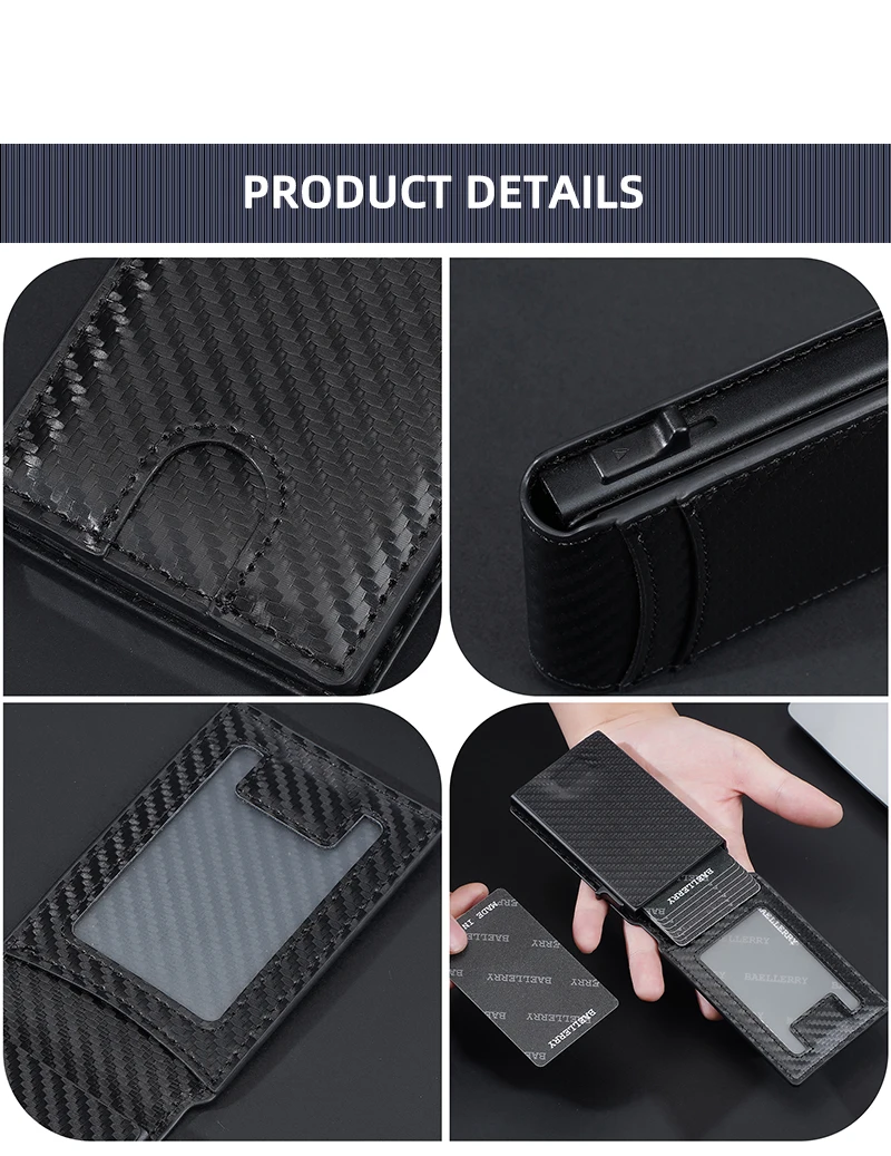 New RFID Men Card Wallets High Quality Carbon Fiber Magnetic Card Bag Photo Holder Male Pop-up Card Clips