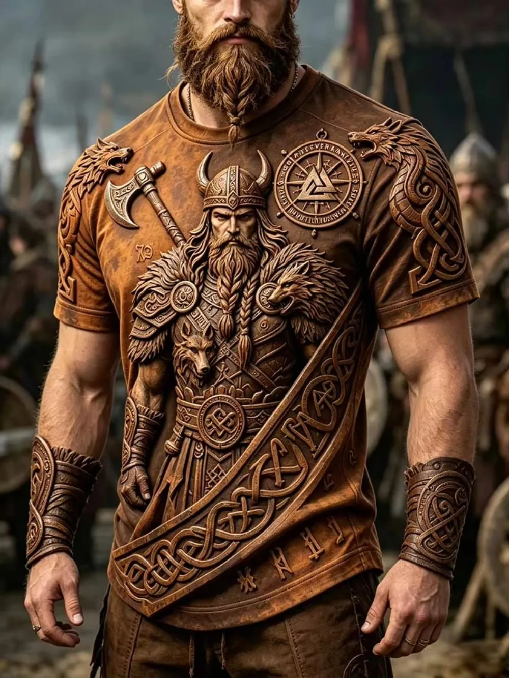 Black Red Contrasting Viking Mythology 3D Print MenSport Tshirt Outdoor Street Casual Fashion Quickdry Breath Parent-child Cloth